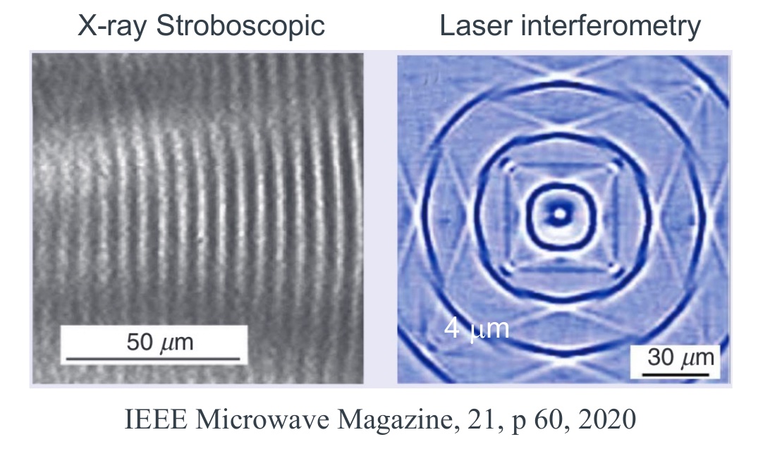 Stroboscopic X-ray and laser interferometry images of surface acoustic waves