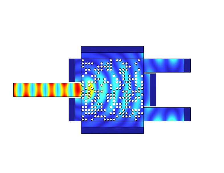 Simulated acoustic field passing through a scattering region